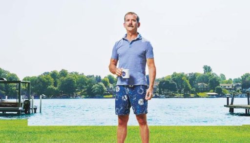 Chris Hadfield stands in front of the St. Clair River, where his cottage is located
